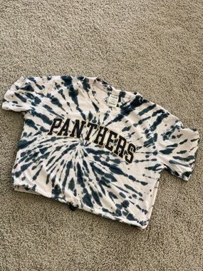 PINK Victoria's Secret Panthers Tie-Dye Crop Tee - White & Navy